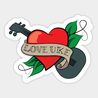 Nautical Melodies: Love Uke - Sailor Style Ukulele Tattoo Sticker